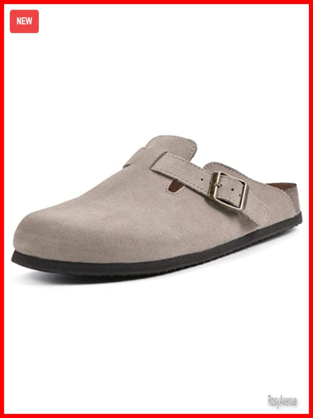 Women's Suede Clog with Contoured Footbed and Faux Shearling Lining